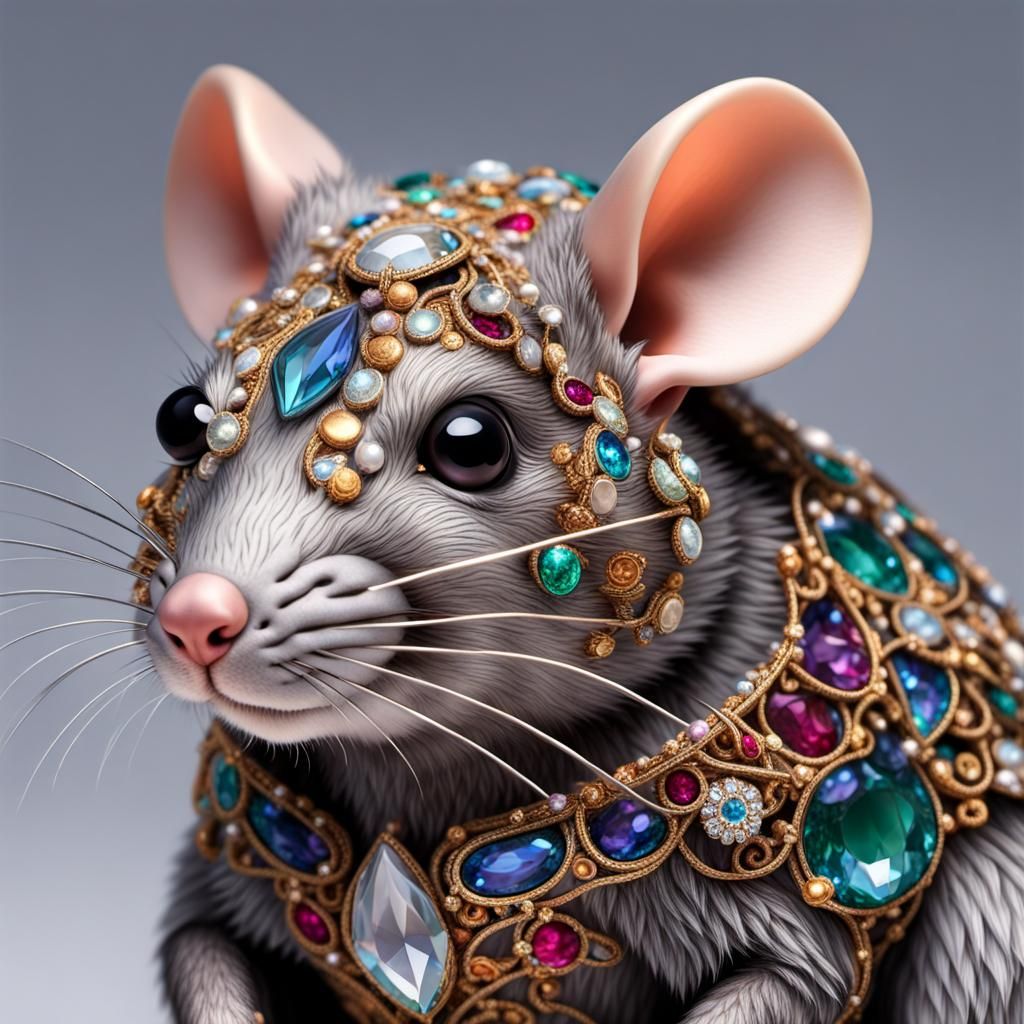 Detailed Bejeweled Rat: A Digital Rendering