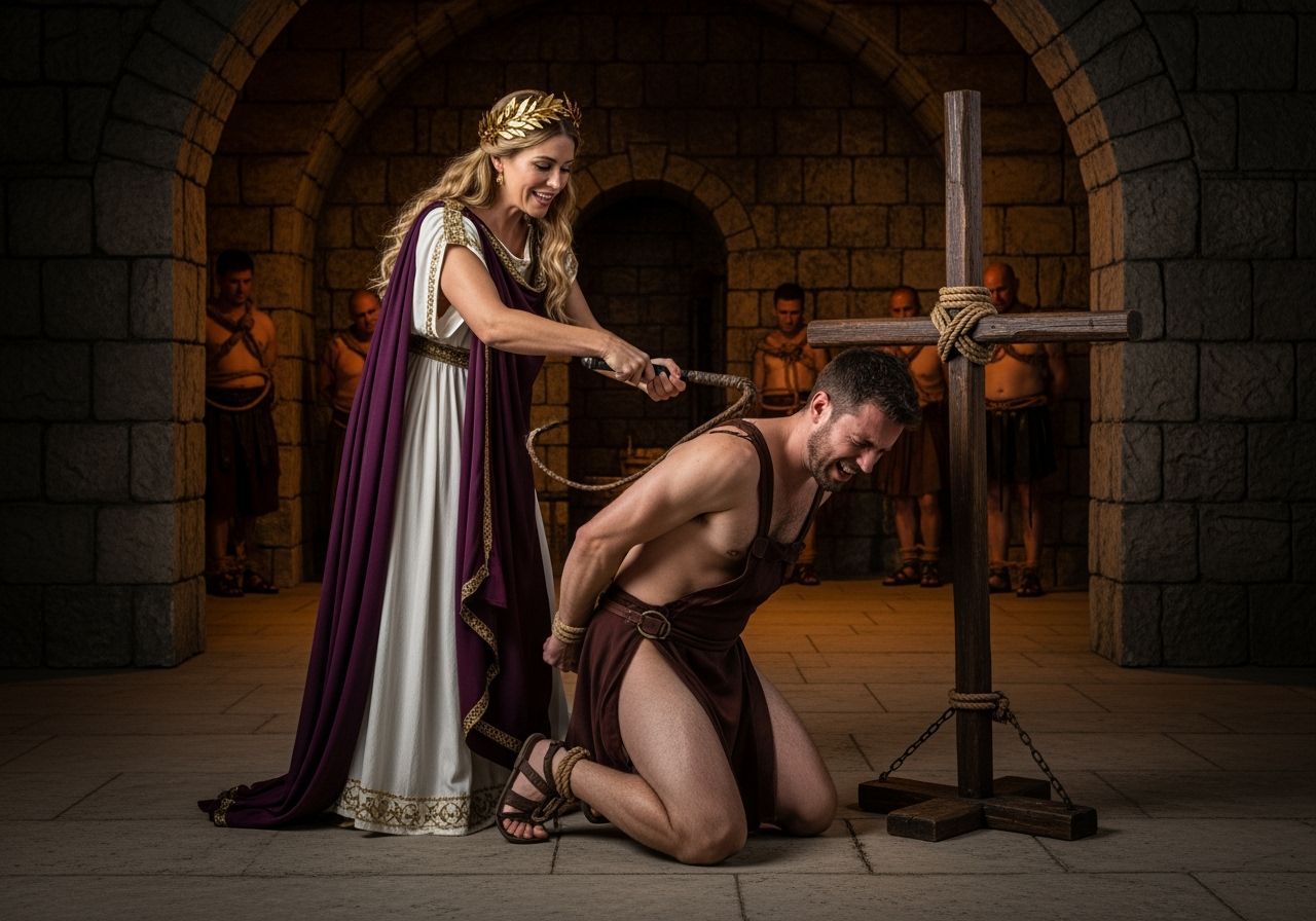 Empress Whipping Servant in Dungeon, Professional Photograph...