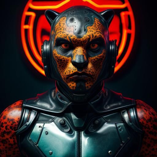 Cyborg Jaguar-Alien in Latex, Hyperrealistic Concept Art