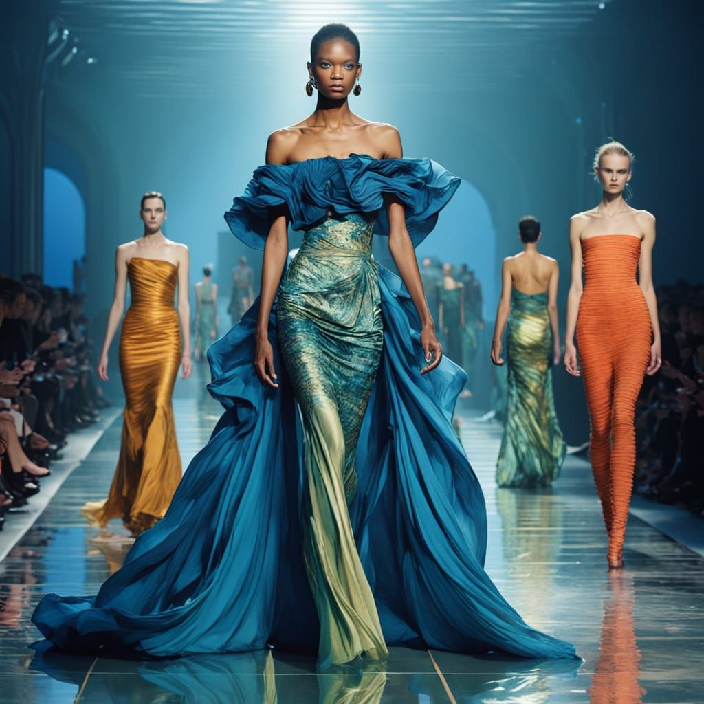 Fashion Show in a Vibrant Coral Reef Wonderland