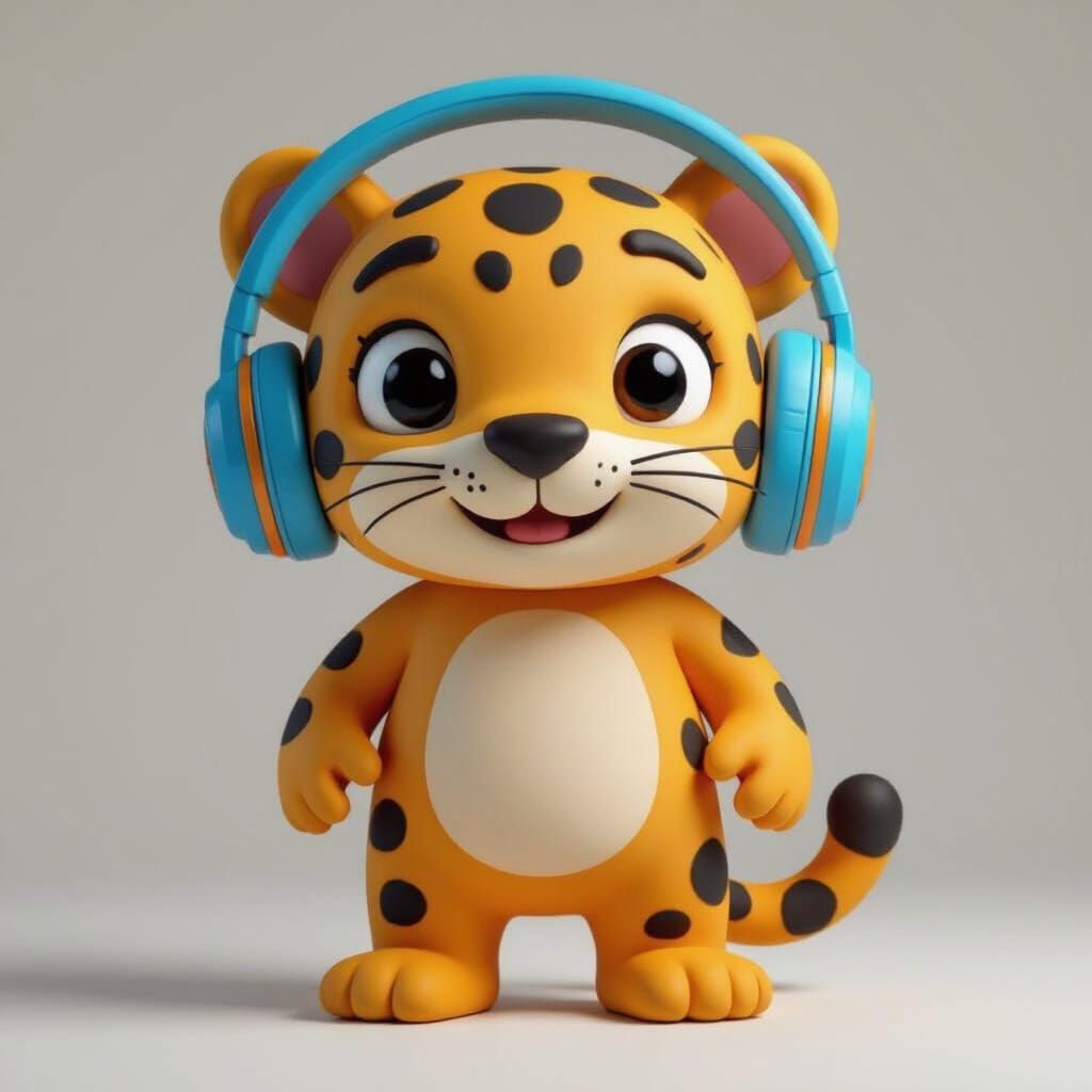 Cute Baby Jaguar Character Design in Pocoyo Style