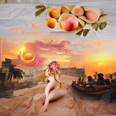 Renaissance Goddess with Peach Sunset