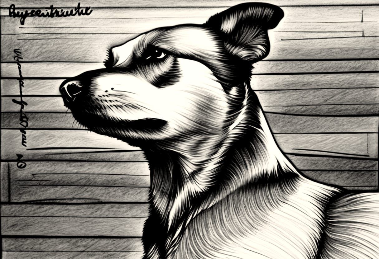 Charcoal Drawing of a Strong Canine Profile