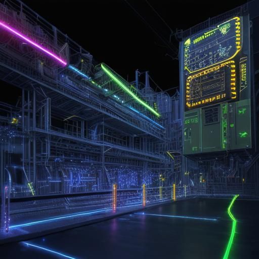 Starsgip Engineering section, (electricity theme) random lightning, sparks, (electric1.5) vivid colors, neon, (well lit:...