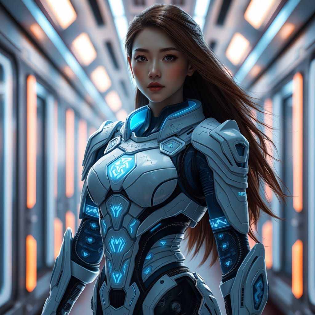 Futuristic Asian Woman in Sci-Fi Armor