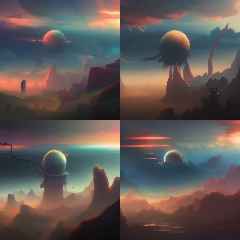 Science Fiction Landscape with Spaceships, Graffiti Art