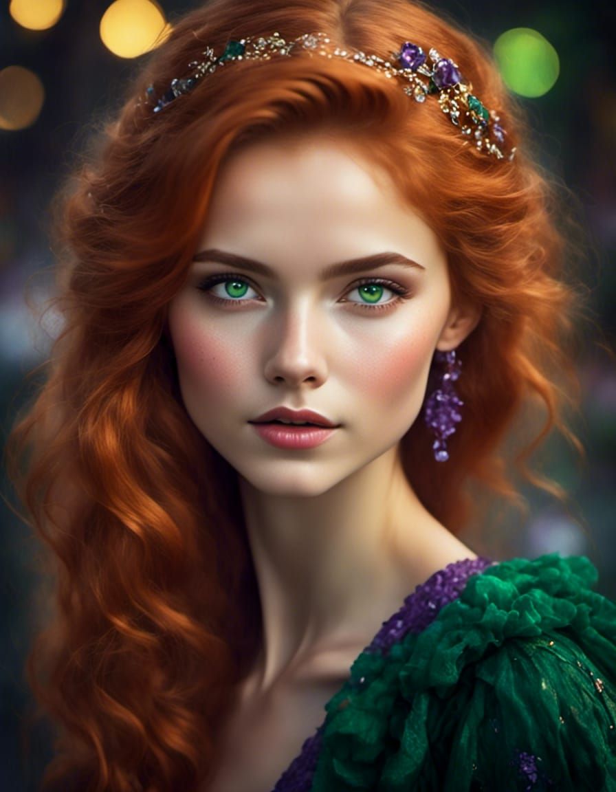 Strawberry Blonde Woman with Green Eyes, Professional Photog...