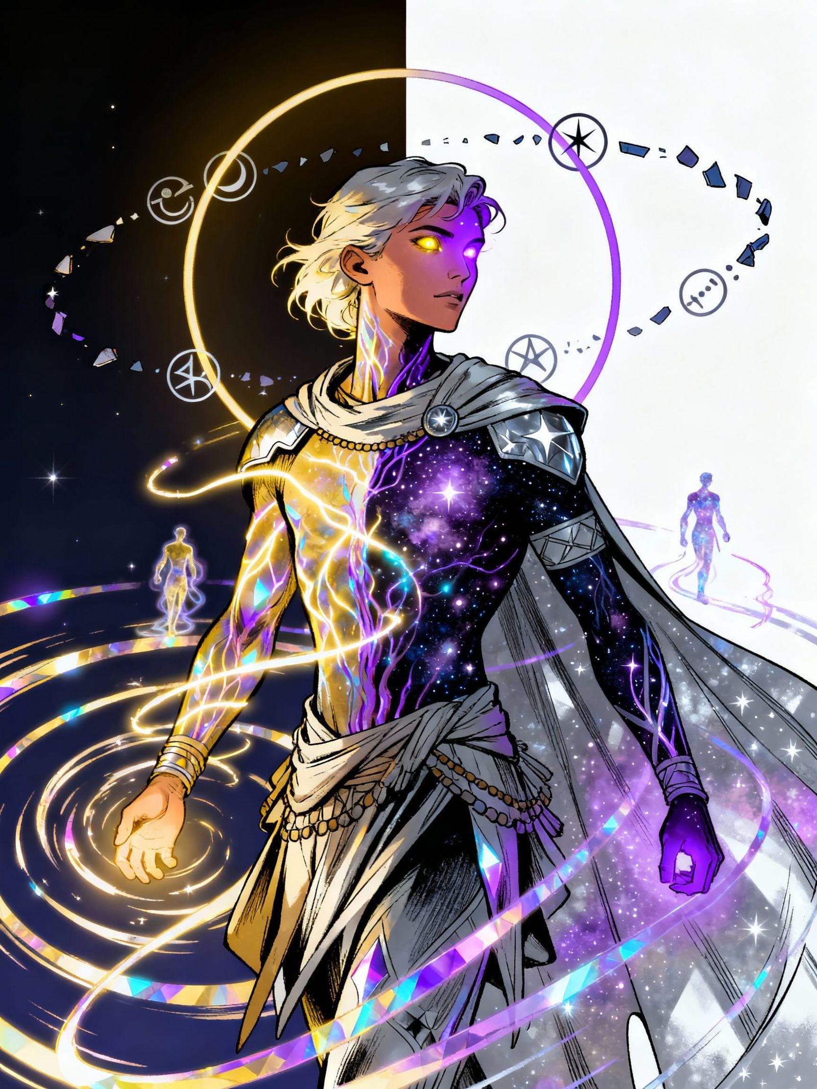 Cosmic Shapeshifter Renz in Luminous Comic Style