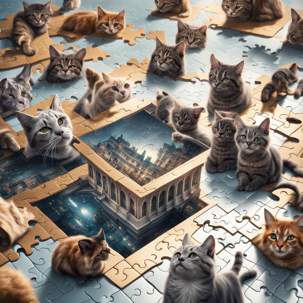 Missing Puzzle Piece Reveals Cats: Digital Matte Painting