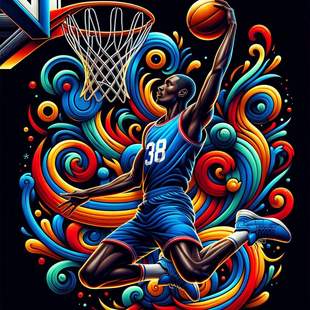 Dynamic Basketball Player Layup Illustration