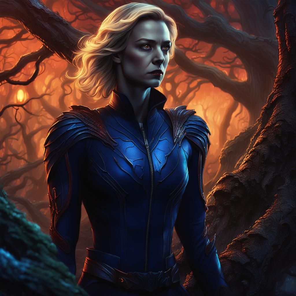 Carol Danvers as Vampire in Dark Fantasy Forest