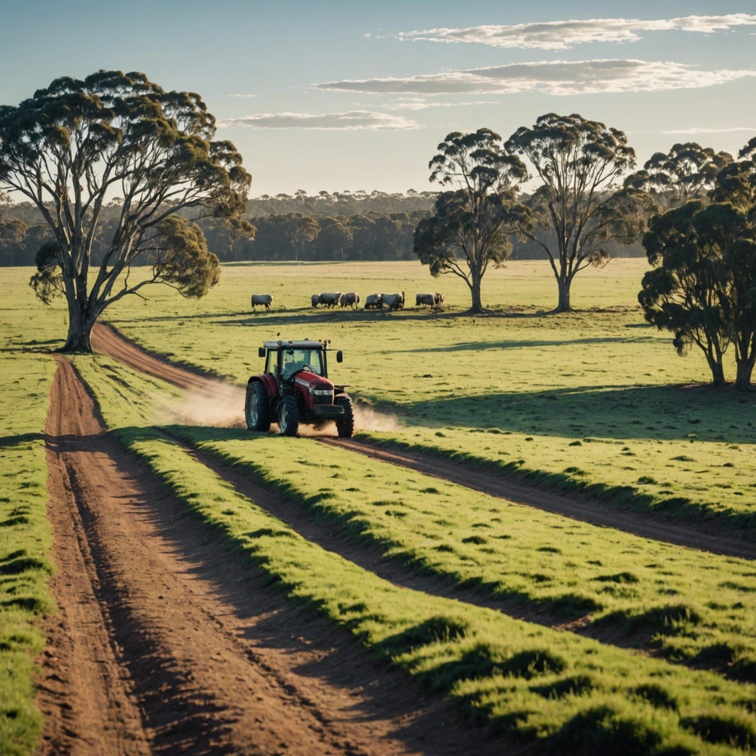 Australian Outback Cattle Field on Frosty Morning