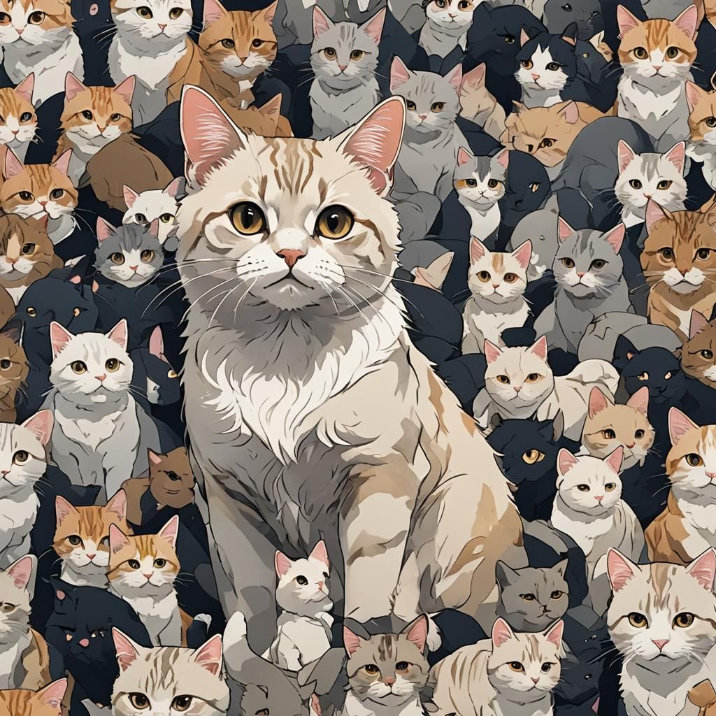 Anime-Style Cat Illustration