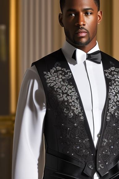 Translucent Crystal Vest on Man in Black Suit