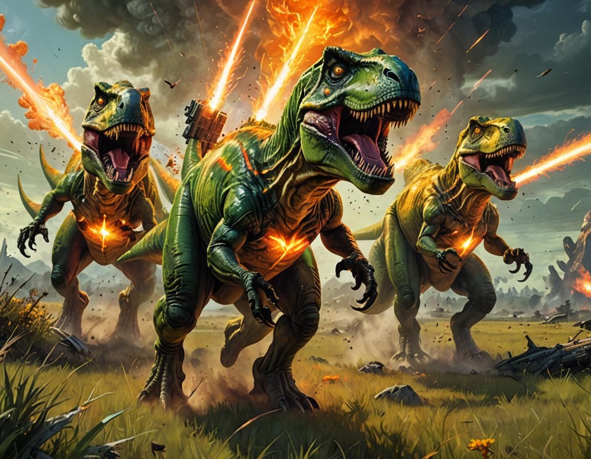 T-Rex Panic: Sci-Fi Dinosaurs in Action