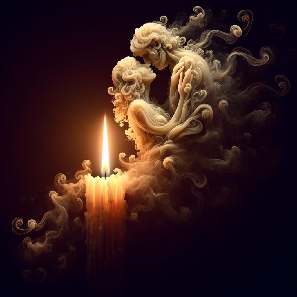 Romantic Couple Formed from Candle Smoke