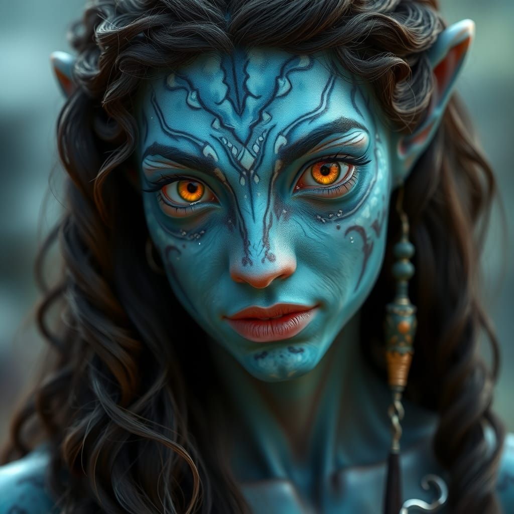 Photorealistic Portrait of a Female Na'vi Character