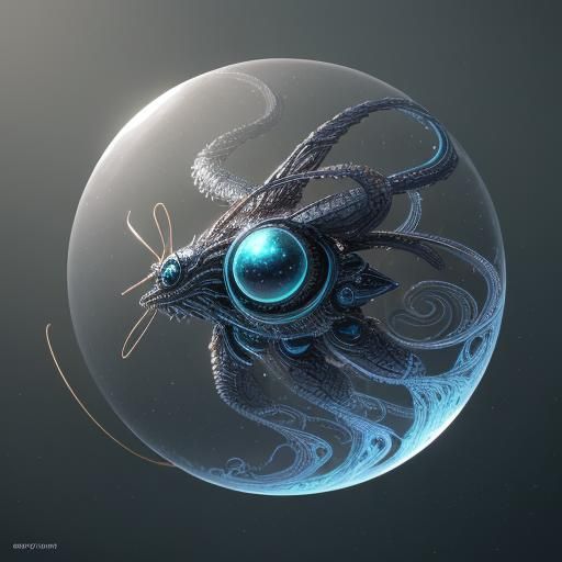 Metallic Ophanim Insect in Surreal Fantasy Art