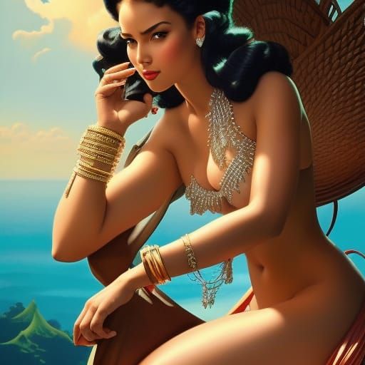 Gorgeous Hawaiian Pin-Up in Tiki Style