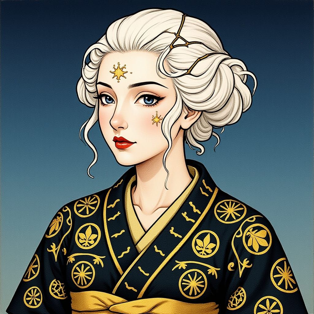 Kintsugi Hair: Surreal Japanese Style Portrait