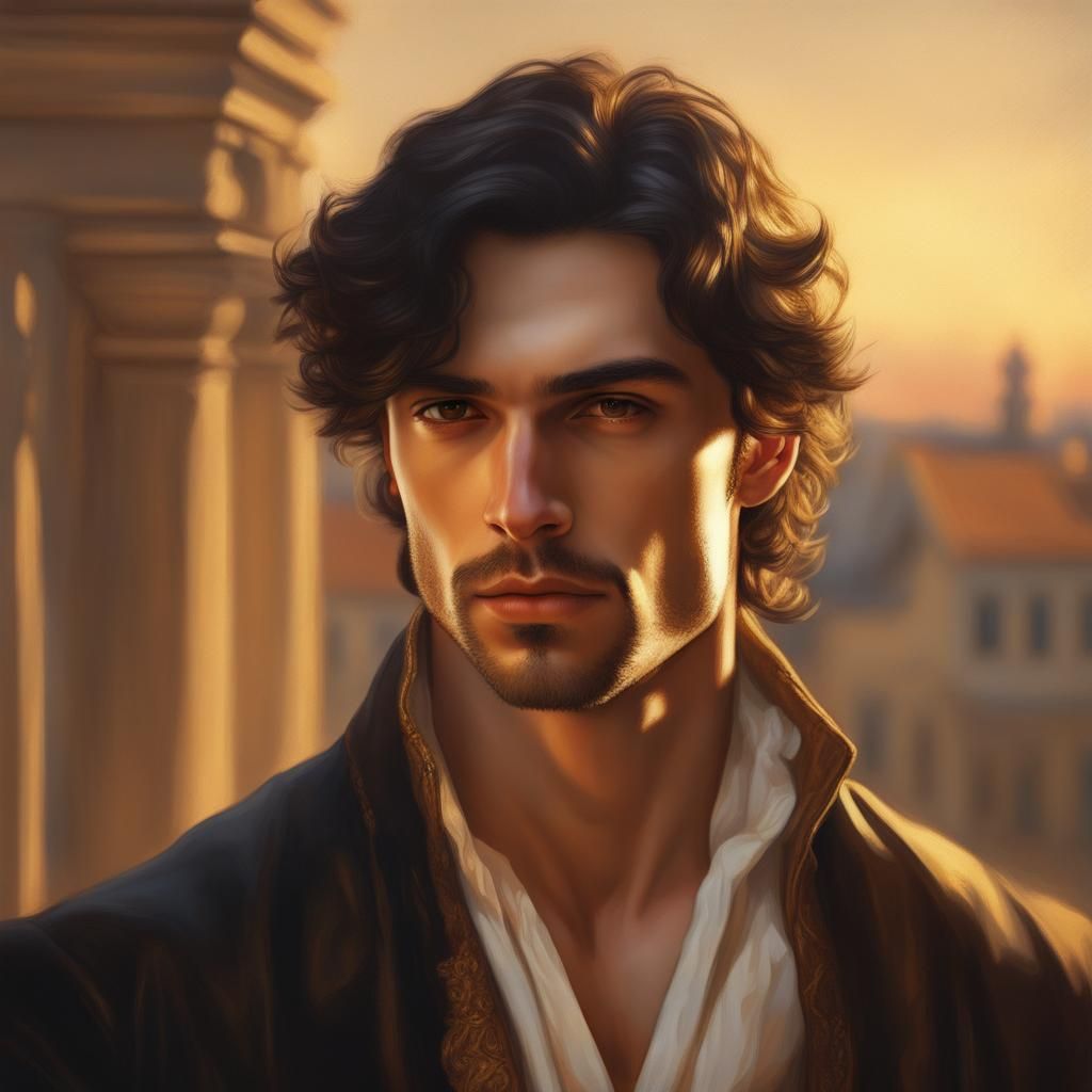 Handsome Man with Smoldering Eyes in Renaissance Style