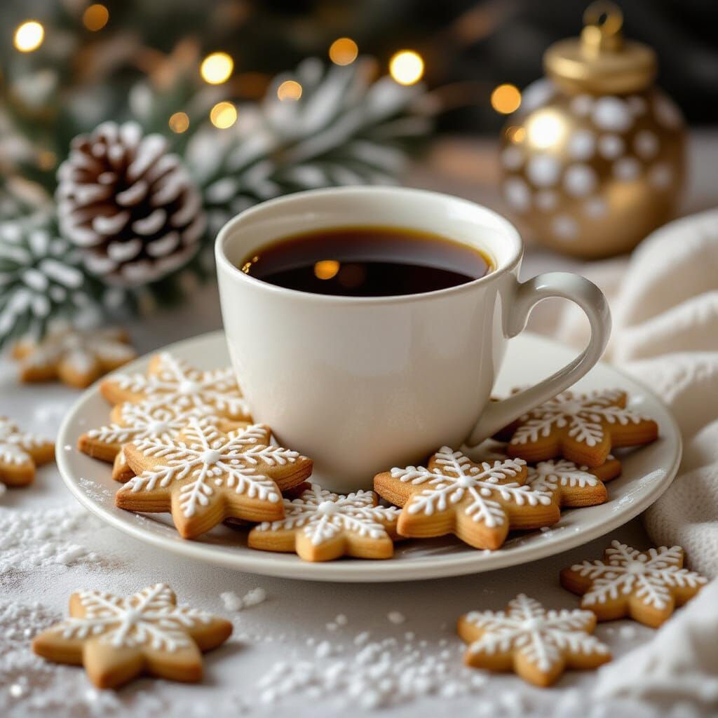 Festive Christmas Cookies with Coffee and Cream