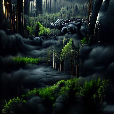 Detailed Matte Painting of a Dark Forest