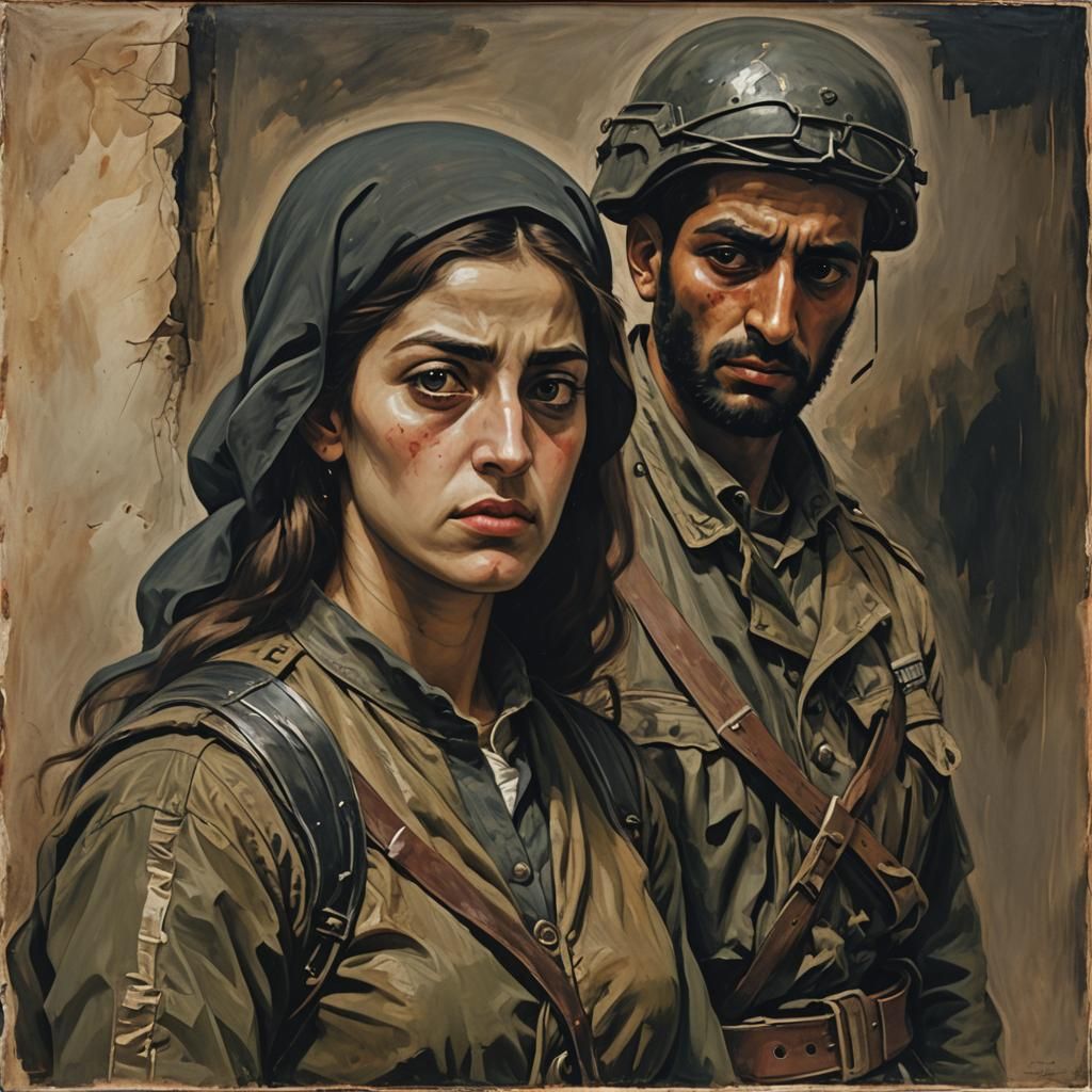Gazan Soldier and Woman in the Style of Titian