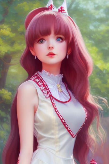 Magical Girl Portrait in Anime Realism Style