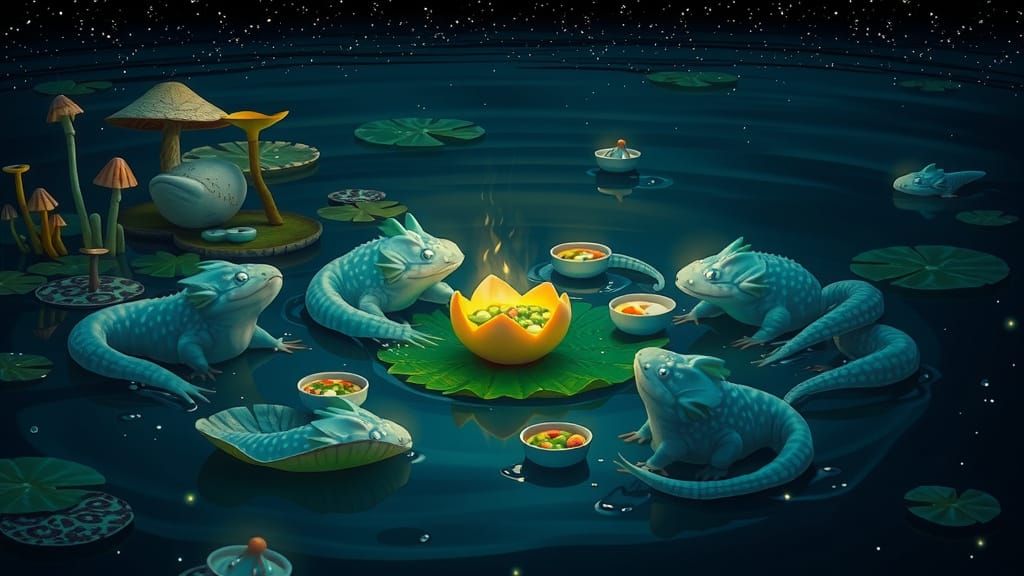 Magical Axolotl Breakfast Under the Stars