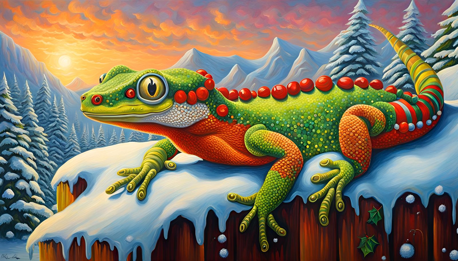 Giant Christmas Gecko at the North Pole