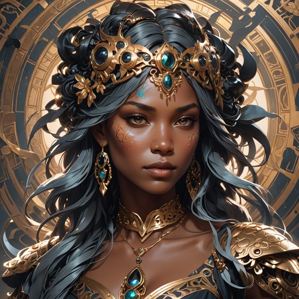 Onyx: A Goddess Portrait in Art Nouveau Style