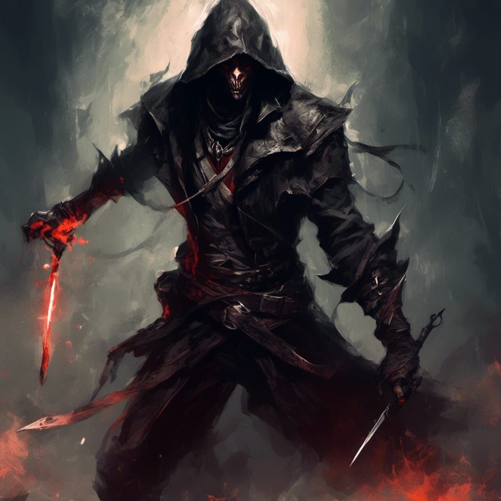 Tiefling Warlock in Shadow, Assassin Style