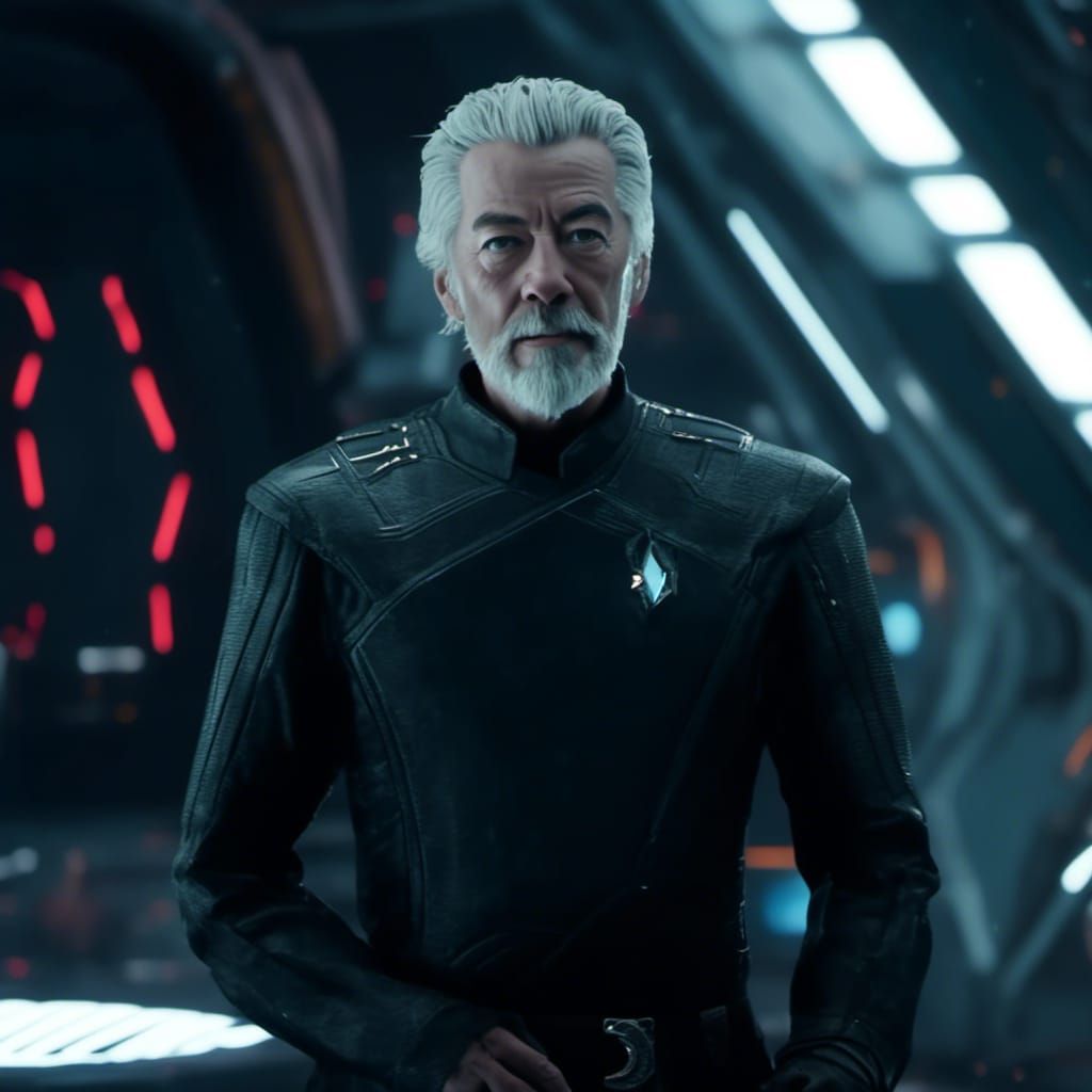 Captain Riker on the Starship Enterprise in 3D Anime Style