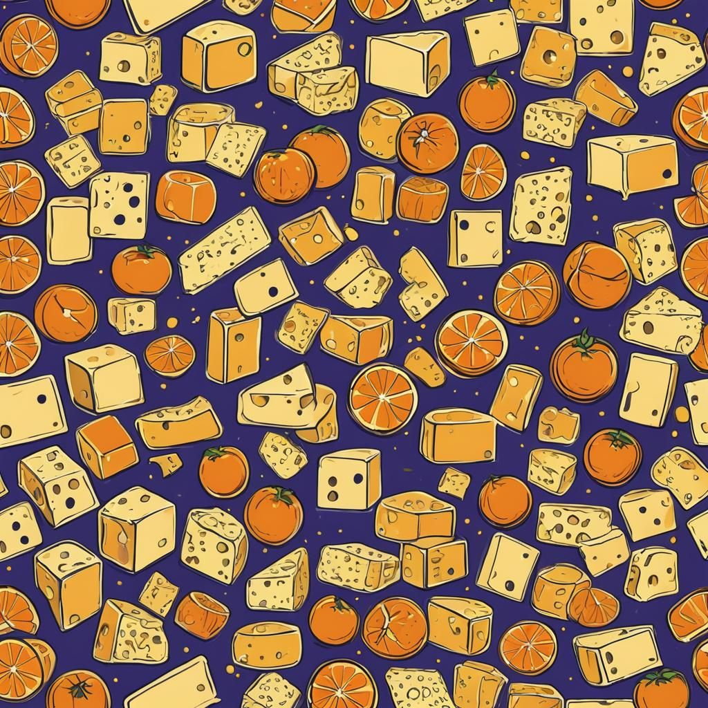 Pop Art Cheese Blocks with Oranges