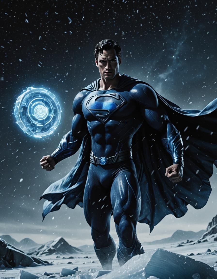 Blue Lantern Hero in Icy Landscape