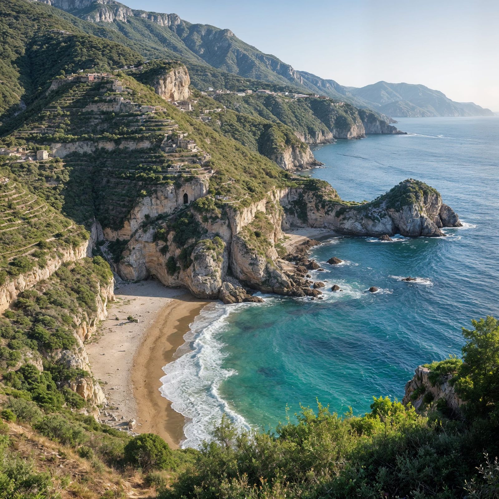 Ancient Terraced Vineyards Under Bronze Sun
