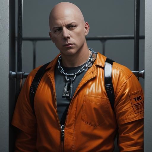 Prisoner in PVC Jumpsuit: Hyperrealistic Digital Art