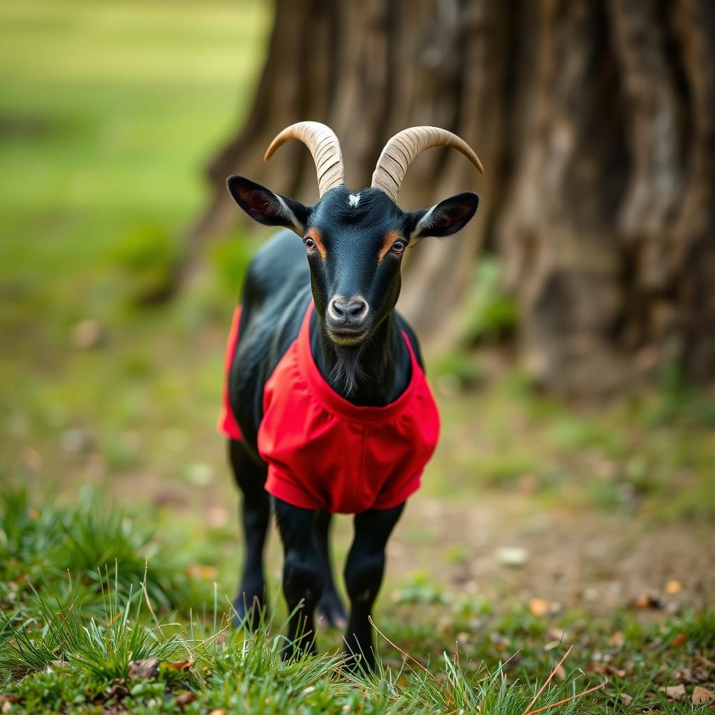 Black Goat in Red Pants - AI Creation