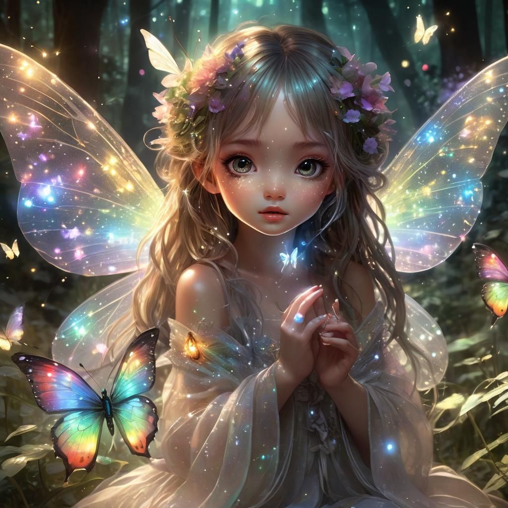 Ethereal Fairy in Enchanted Garden, Anime Style