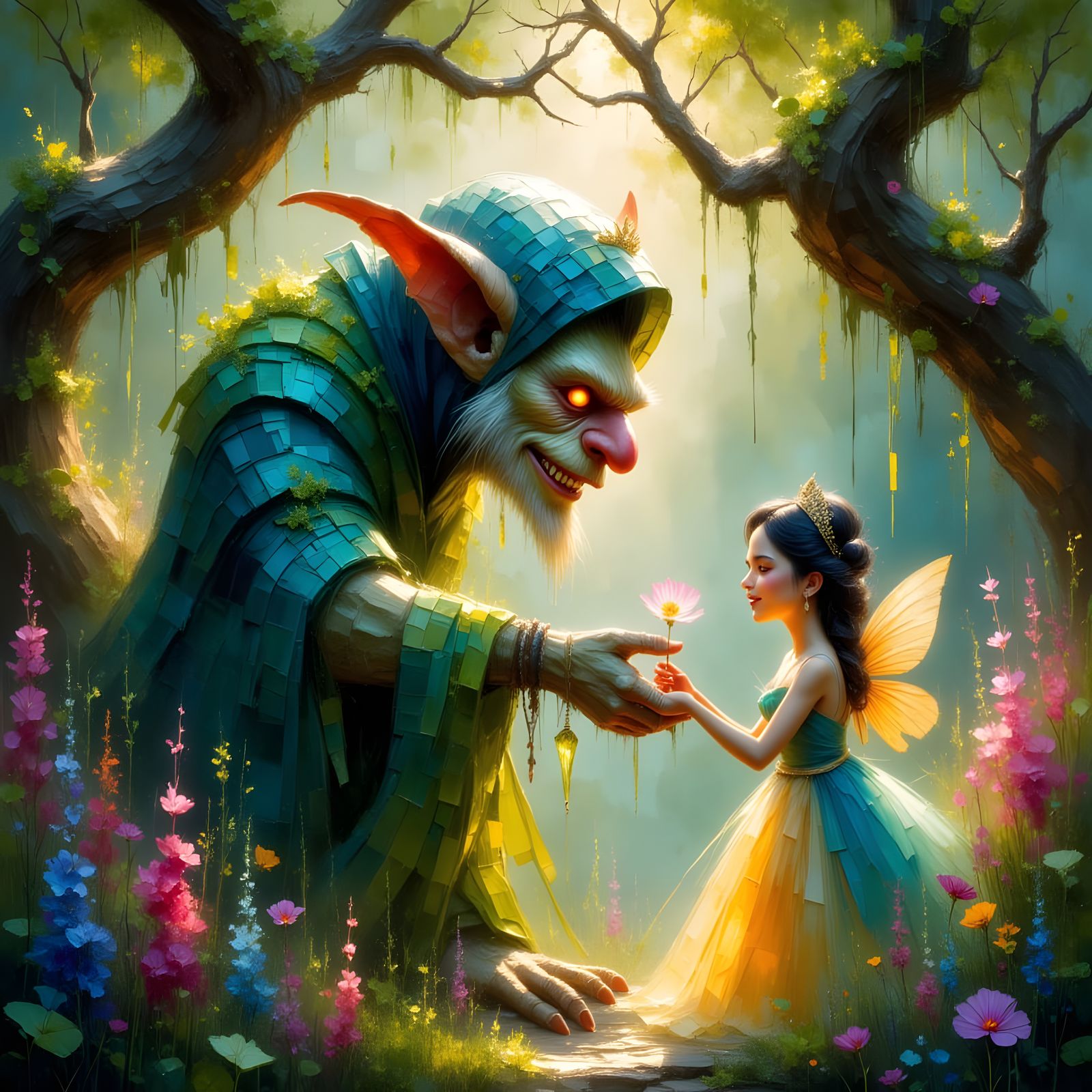 Troll and Fairy Princess in Enchanted Glade
