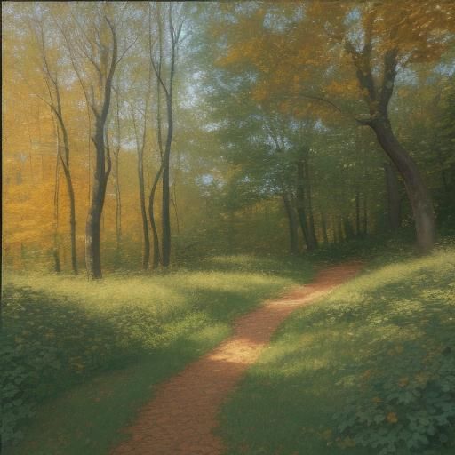 Impressionistic Autumn Trees in Gentle Breeze