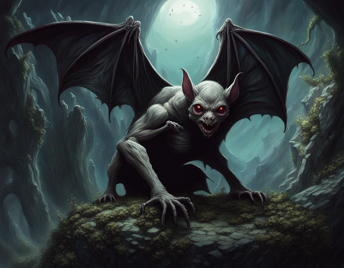 Mutant Bat Gargoyles in Apocalyptic Caves