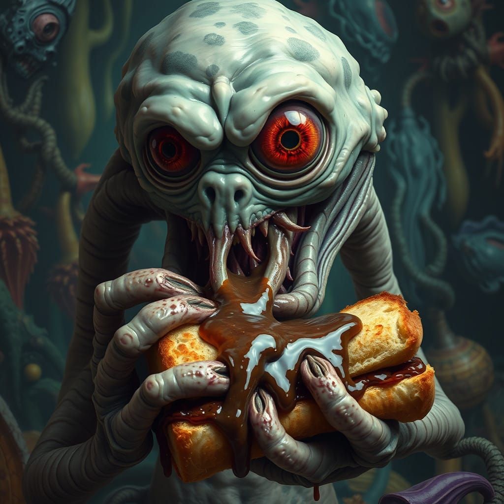 Grotesque Skymie Creature Devours Tumba Land Sandwich