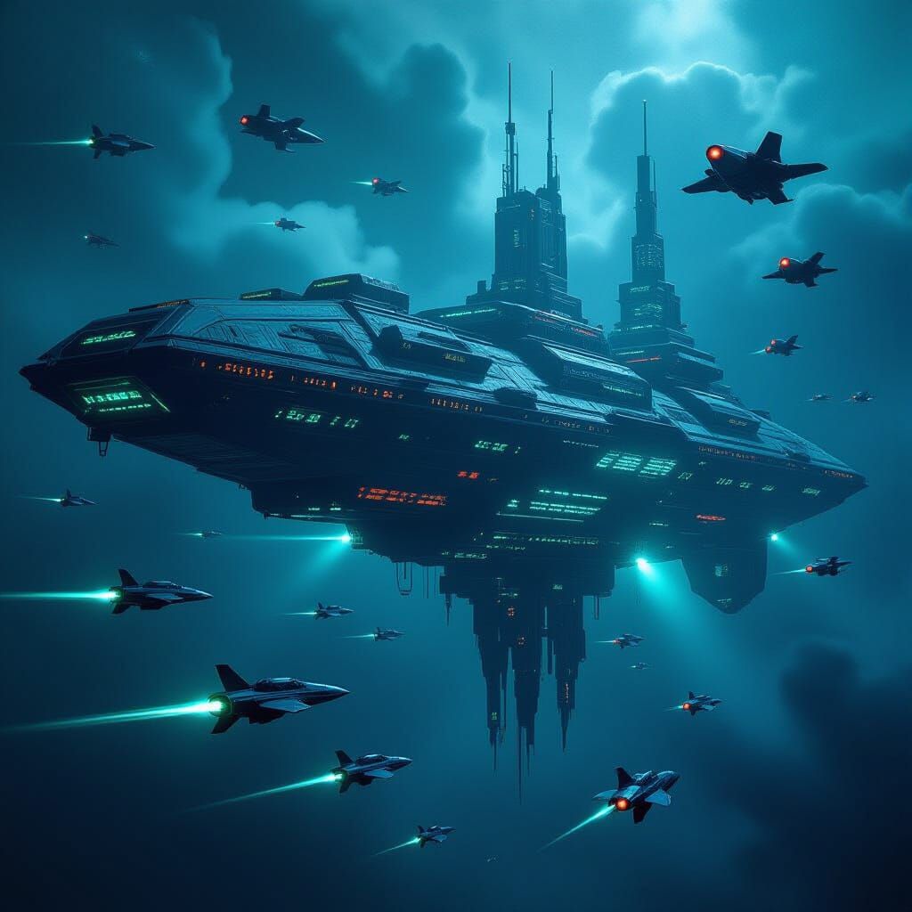 Gothic Space Station Drifting Through the Void