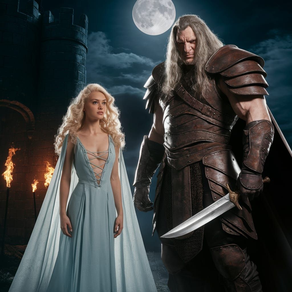 Ethereal Beauty Meets Dark Warrior in Gothic Castle