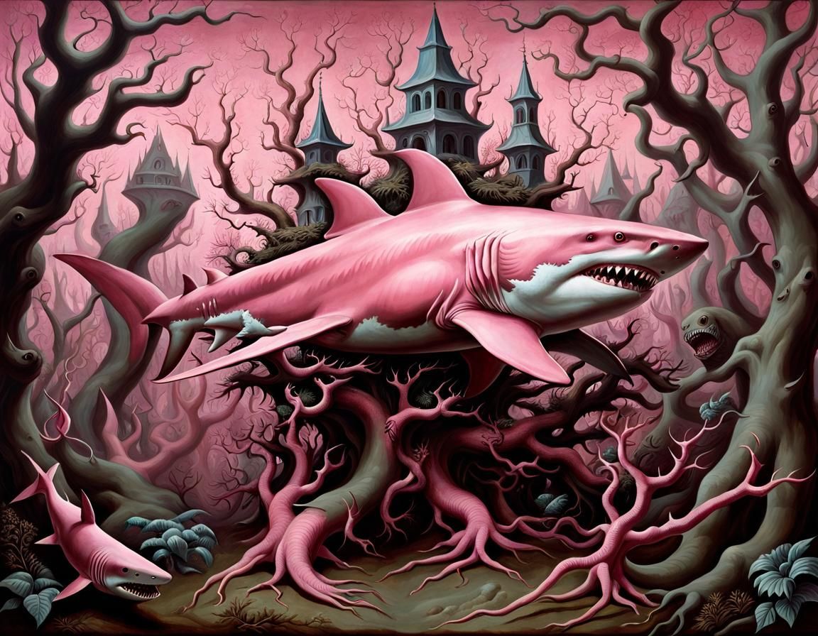 Shark People Print: Old Master Fantasy Style