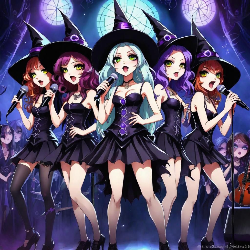 Anime Witches Perform as Europop Band in Concert