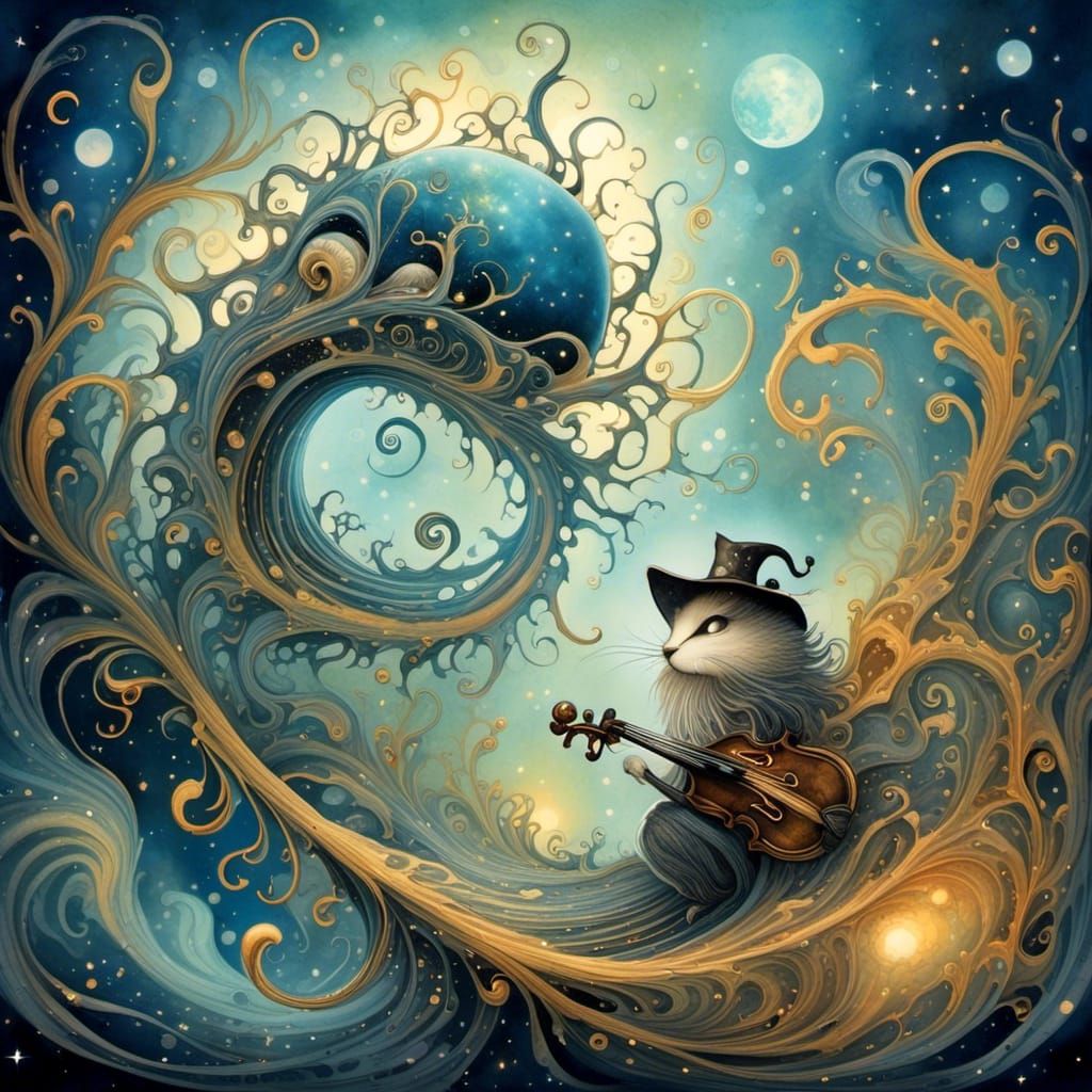 Bluegrass Band in Surreal Watercolor Masterpiece