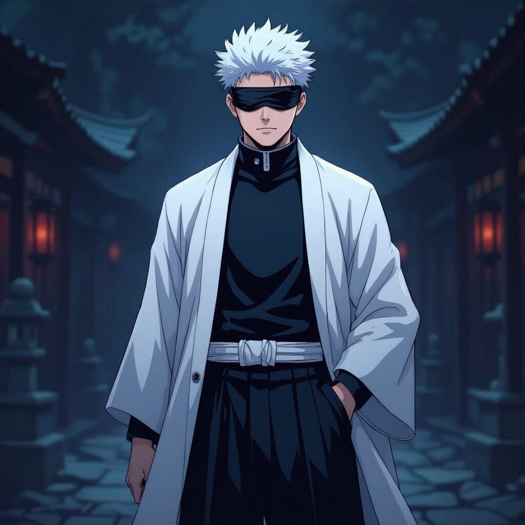 Gojo Satoru in Dark Fantasy Style